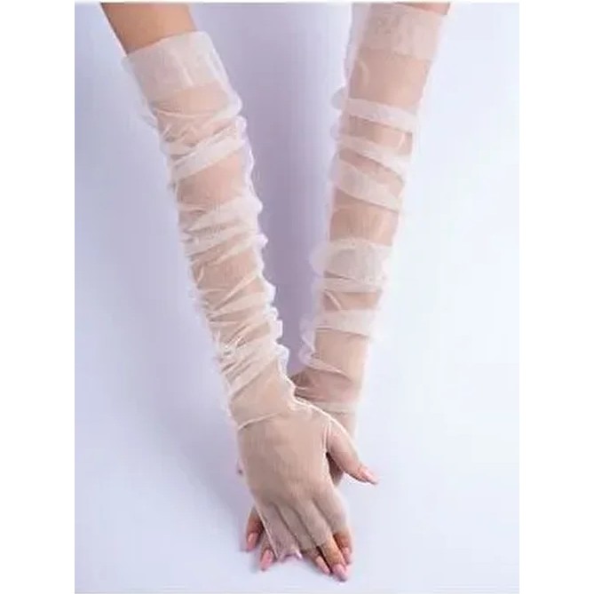 Elegance Scarf Kadın Uzun Beyaz Tül Kesik Parmak Gelin Eldiveni Zarif Şıklık ve Konfor Diğer Fiyatı