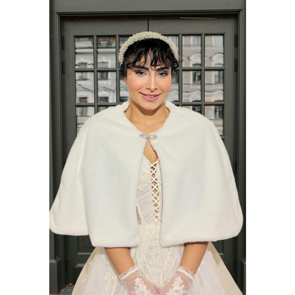 Elegance Scarf Uzun Broşlu Kürk Etol Gelin Bolero Gelin Şalı Kırık Beyaz 35 x 50 Beden Şal Fiyatı
