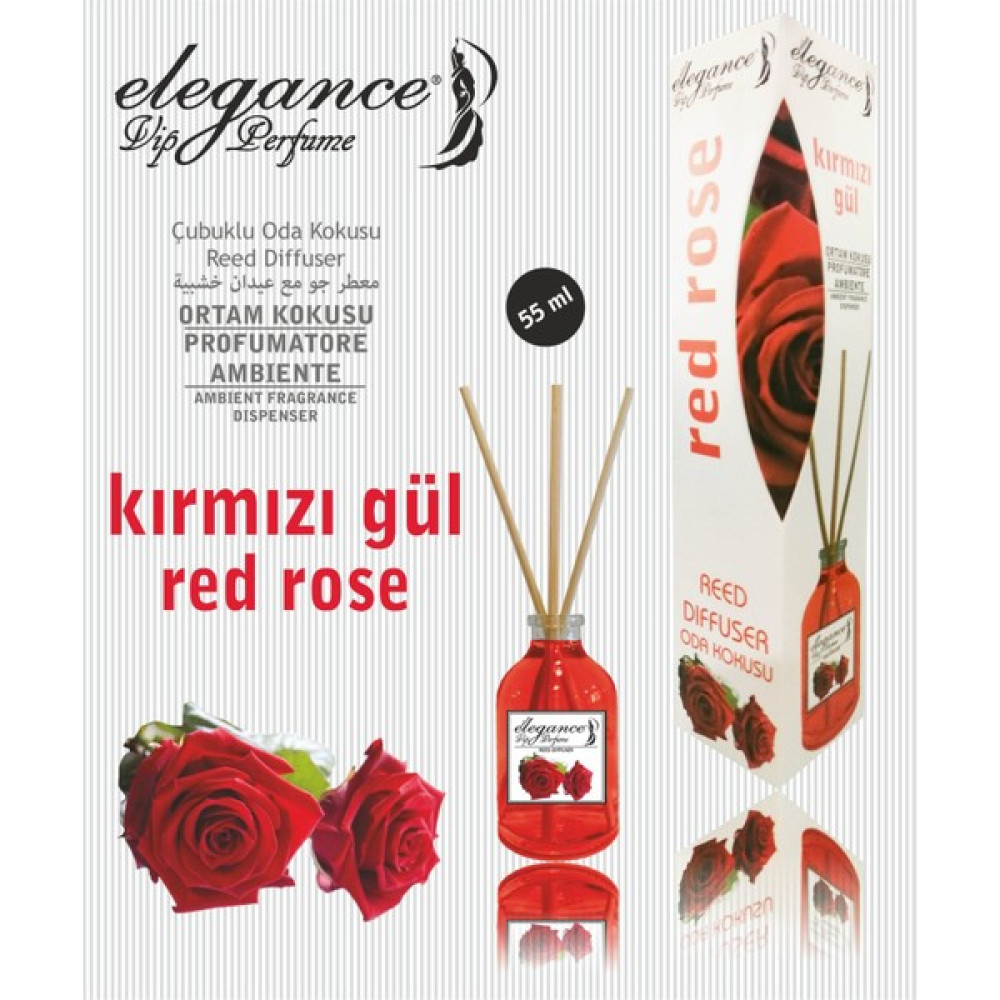 Elegance Vip Perfume Kırmızı Gül Reed Diffuser Bambu Çubuklu Oda Kokusu 55 ml Oda Kokusu Fiyatı