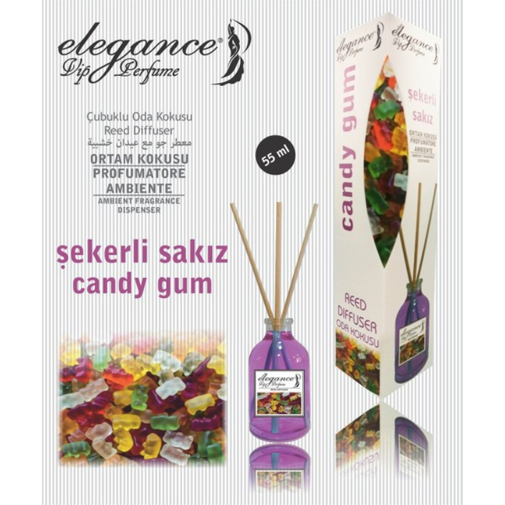 Elegance Vip Perfume Şekerli Sakız Reed Diffuser Bambu Çubuklu Oda Kokusu 55 ml Oda Kokusu Fiyatı