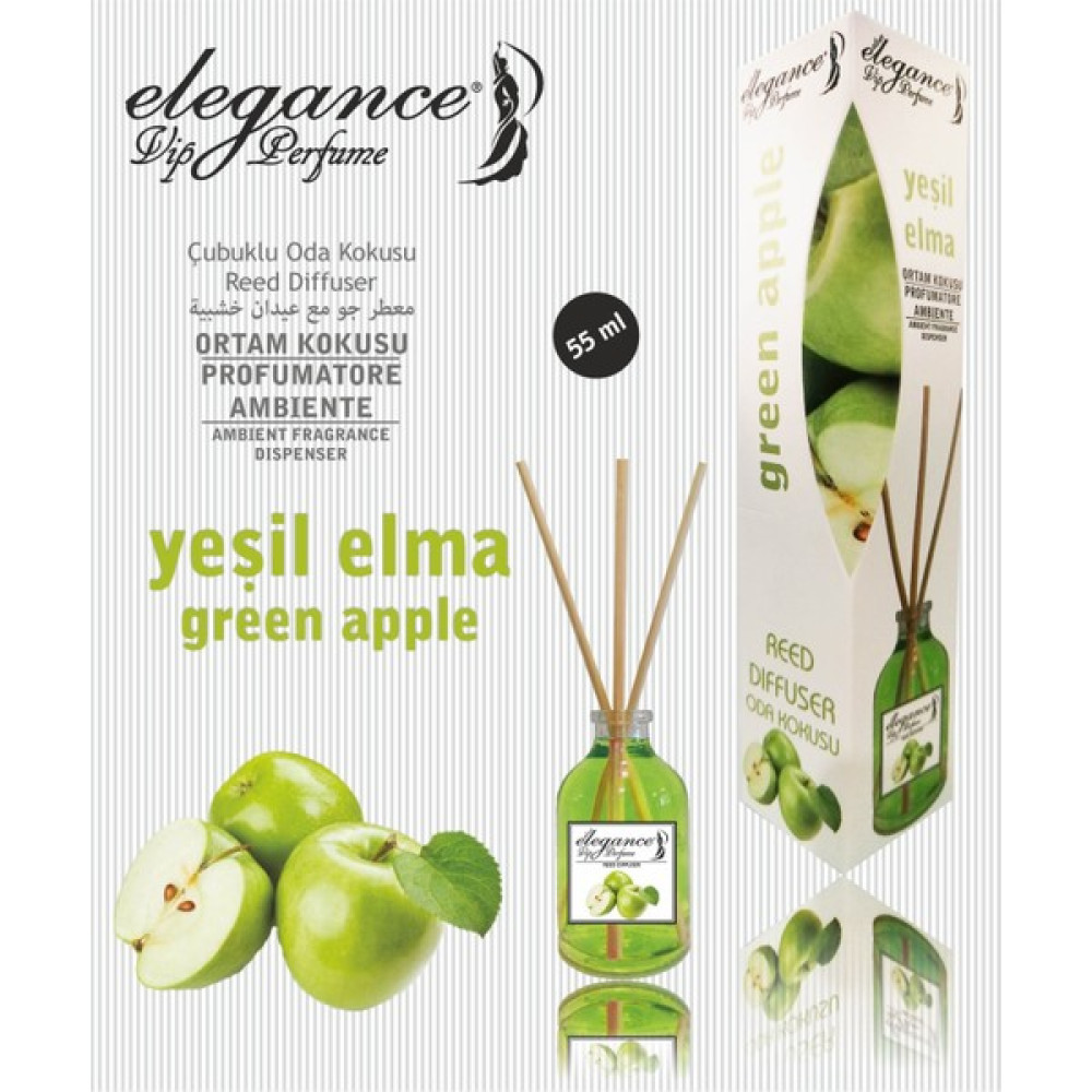 Elegance Vip Perfume Yeşil Elma Reed Diffuser Bambu Çubuklu Oda Kokusu 55 ml Oda Kokusu Fiyatı