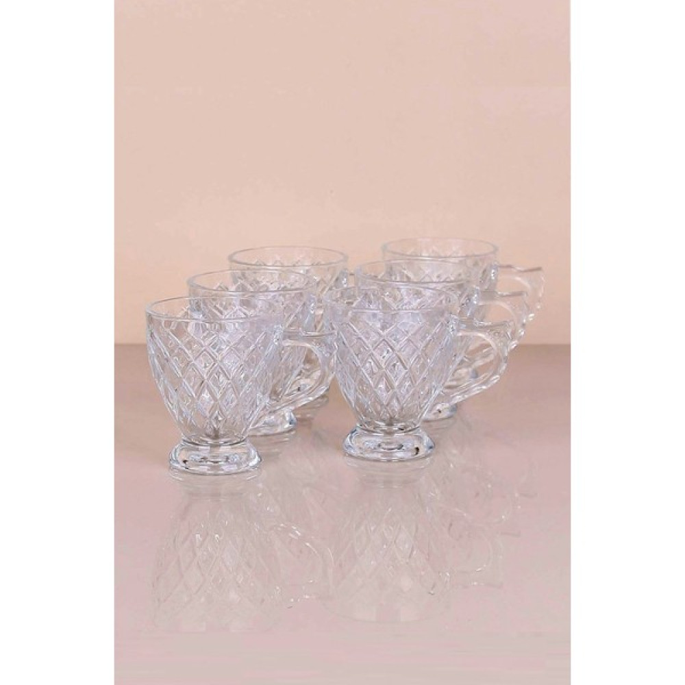 Elegancev Ayaklı Cam Kupa Saplı Bardak - Çay Fincanı-Nescafe Fincanı-6 Adet Fincan / Bardak / Kahve Takımı Fiyatı