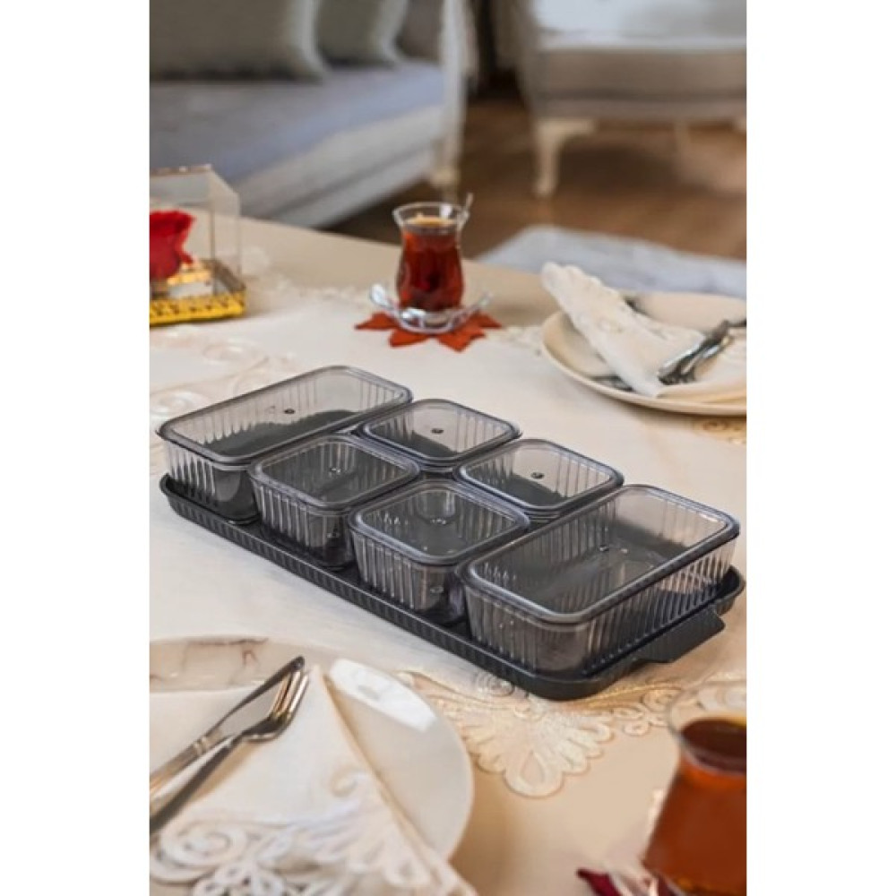 Elegancev Hava Almaz Kapaklı Tepsili Plastik Kahvaltı Takımı - Kahvaltılık Kahvaltı Takımı Fiyatı