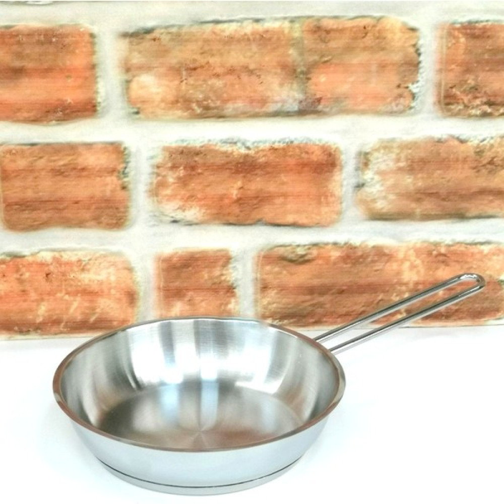 Elegancev Kapsül Tabanlı Çelik Tava - Yumurta Tavası - Kızartma Tavası- Metal Saplı - 20 cm - Gümüş Tavalar Fiyatı