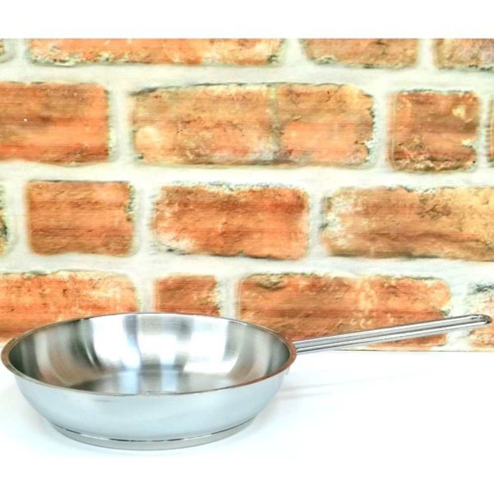 Elegancev Kapsül Tabanlı Çelik Tava - Yumurta Tavası - Kızartma Tavası- Metal Saplı - 22 cm - Gümüş Tavalar Fiyatı
