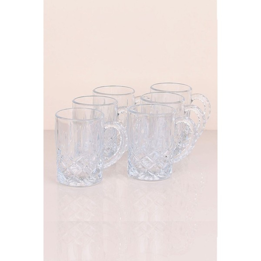 Elegancev Kulplu Cam Bardak- Saplı Çay Bardağı - Saplı Su Bradağı-6 Adet Fincan / Bardak / Kahve Takımı Fiyatı