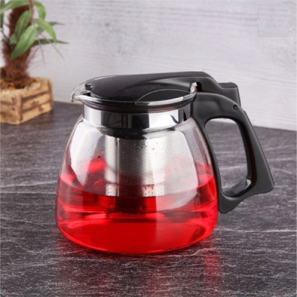 Elegancev Süzgeçli Cam Tek Demlik 900 ml - Siyah Çay / Çaydanlık Setleri Fiyatı