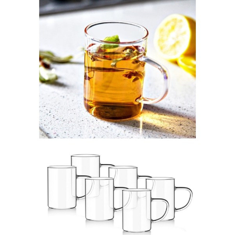 Elegancev Termisil Isıya Dayanıklı Borosilikat Cam Bardak-Saplı Bardak 6ADT Fincan / Bardak / Kahve Takımı Fiyatı