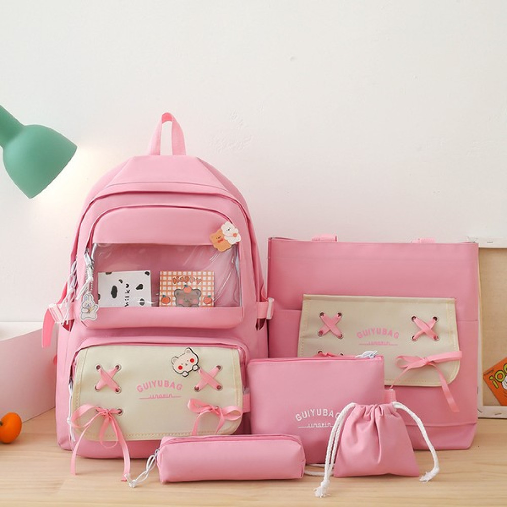 Elegant Choices 5 Parça Büyük Kapasiteli Sırt Çantası Set - Pembe (Yurt Dışından) - 44 x 33 x 16 cm Oto Boyaları Fiyatı