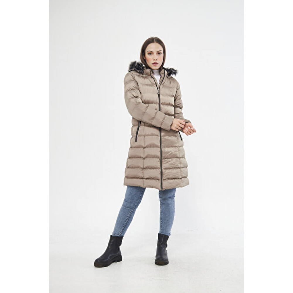 Elegant Life Kadın Bej Renk Şişme Uzun Mont Kaban Parka Kadın Kaban Fiyatı