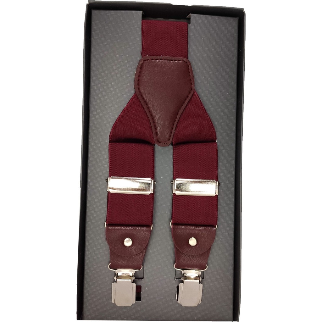 Elegante Cravatte Bordo Renk Lüks Erkek Pantolon Askısı Giyim & İç Giyim Fiyatı