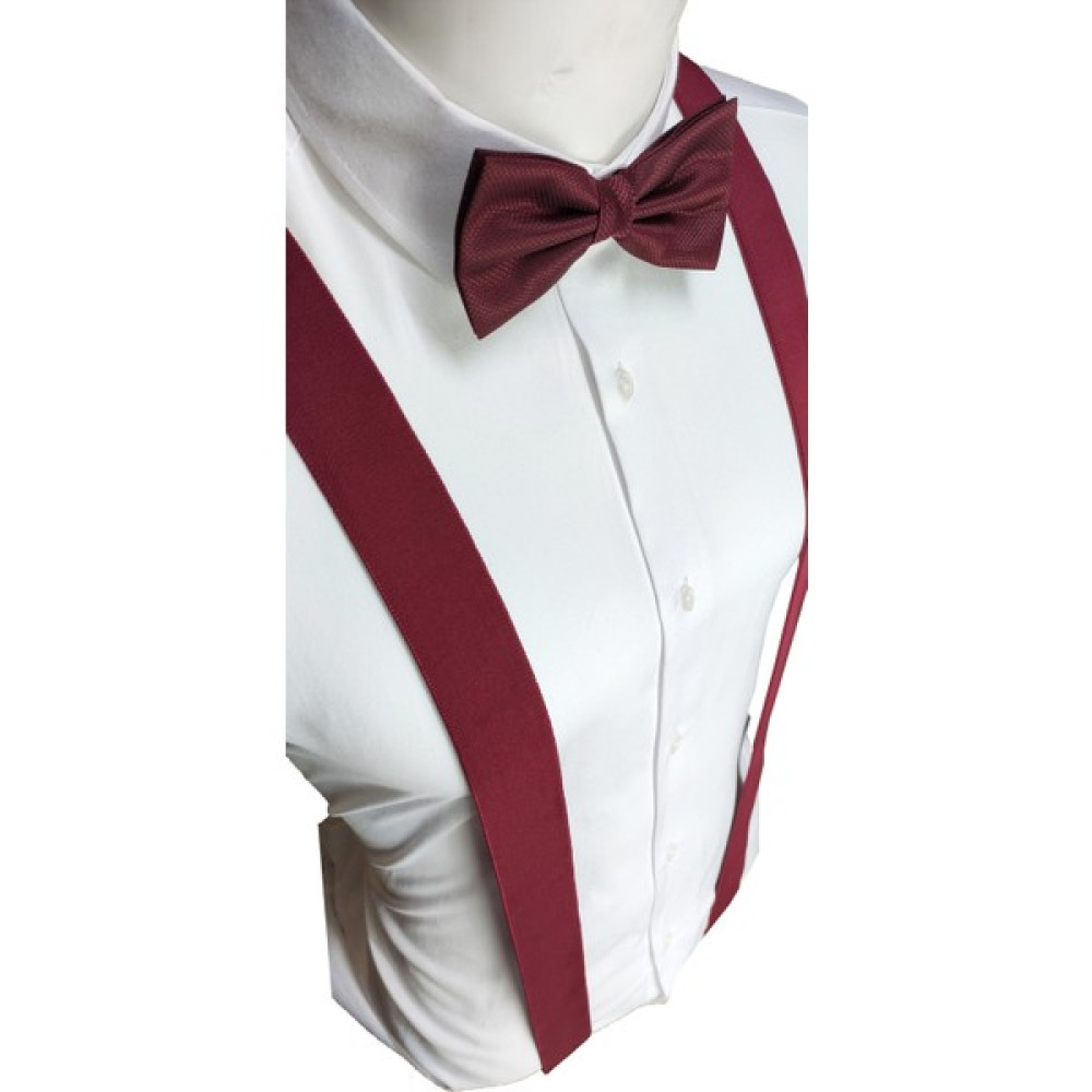 Elegante Cravatte Bordo Renk Pantolon Askısı ve Papyon Seti Takım Elbise Aksesuarı Fiyatı