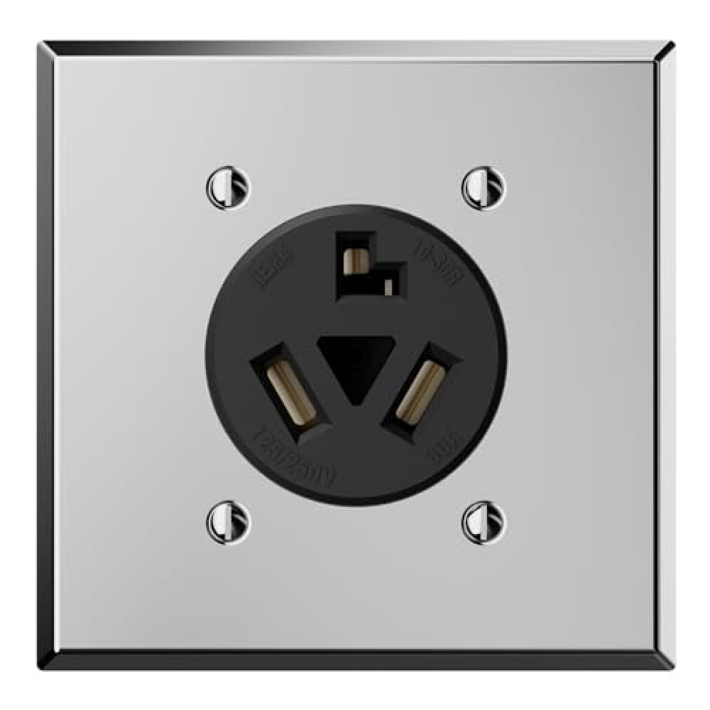 ELEGRP NEMA 10-30R Receptacle, 30 Amp 3 Prong Dryer Outlet UL Listed, 125/250V Flush Mount Power Outlet, Straight Blade Dryer with Stainless Steel Wall Plate, Non-Grounding, 1 Pack