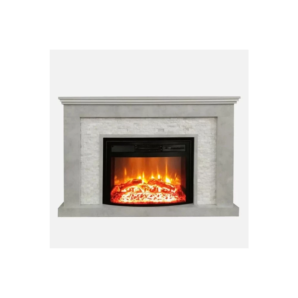 Elektrikli Somine 1800W Gri Beton Icine Beyaz Dogal Tasli Dekoratif Somine Bahçe Aksesuarı Fiyatı
