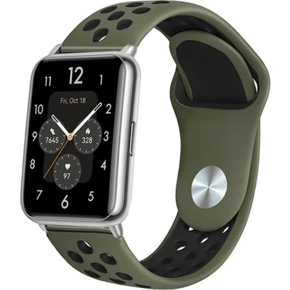 Elektro Fast Huawei Watch Fit 1 (New) Uyumlu Silikon Kordon - Yeşil - Siyah Giyilebilir Teknoloji Aksesuarları Fiyatı