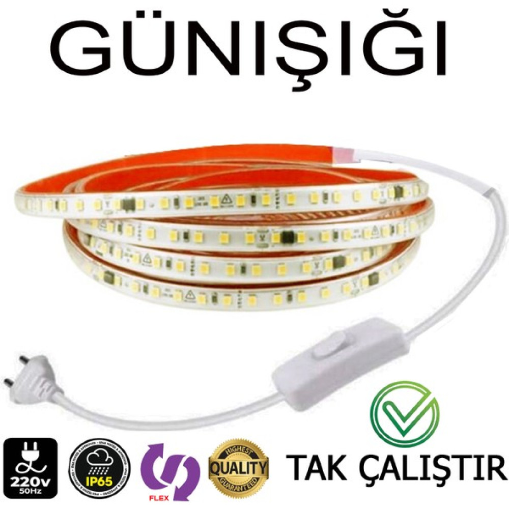 Elektroled Market 220V Şerit LED Tak Çalıştır Anahtarlı Günışığı Renk (Yüksek Lümen) - 3 m - 3000K - Günışığ Led Aydınlatmalar Fiyatı