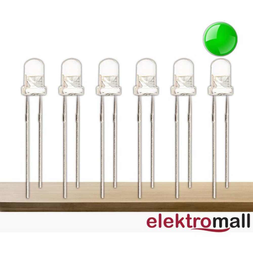 Elektromall 3 mm Yeşil şeffaf LED - 100 Adet Led Aydınlatmalar Fiyatı