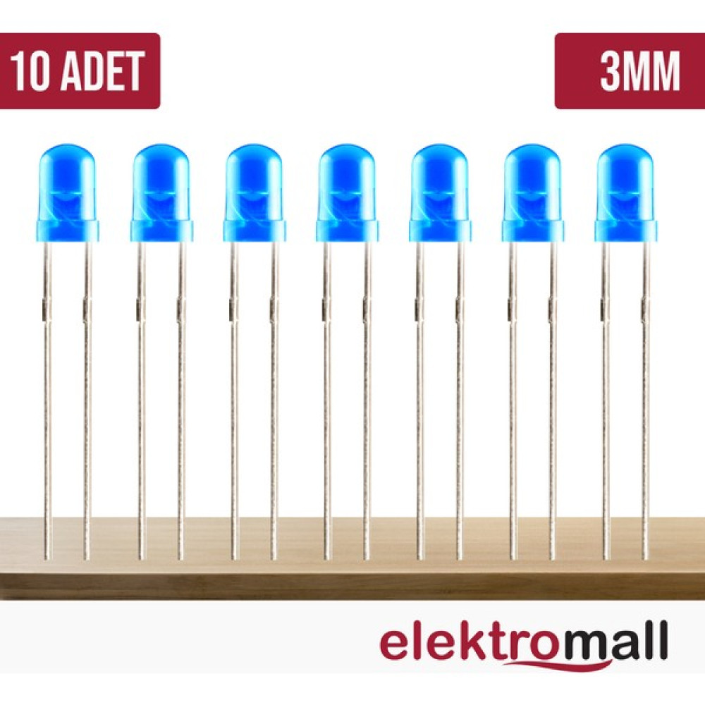 Elektromall 3mm Mavi Diffused LED(100 Adet) - 3 m Led Aydınlatmalar Fiyatı