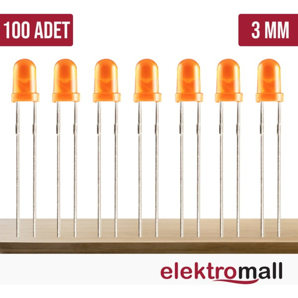 Elektromall 3mm Turuncu Diffused LED(100 Adet) - 3 mm Led Aydınlatmalar Fiyatı