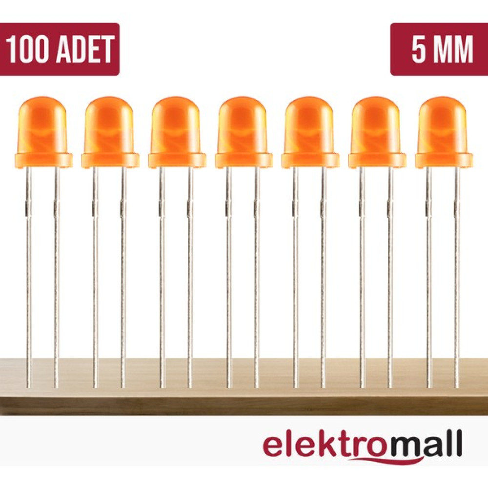 Elektromall 5mm Turuncu Diffused LED(100 Adet) - 5 m Led Aydınlatmalar Fiyatı