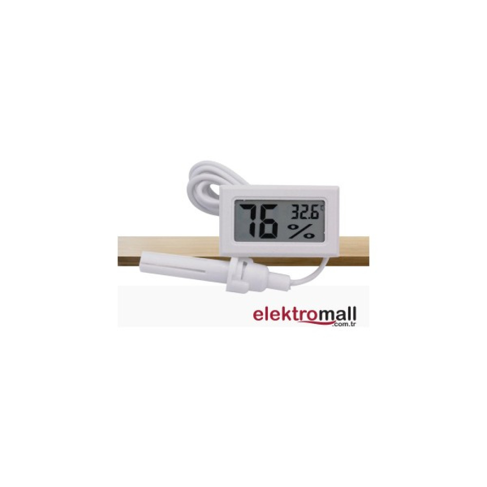 Elektromall Dijital Nem Ölçerli Iç Veya Dış Sıcaklık Ölçer Ev ve Bebek Odası Higrometre Termometre - Beyaz Diğer Test ve Ölçüm Cihazları Fiyatı