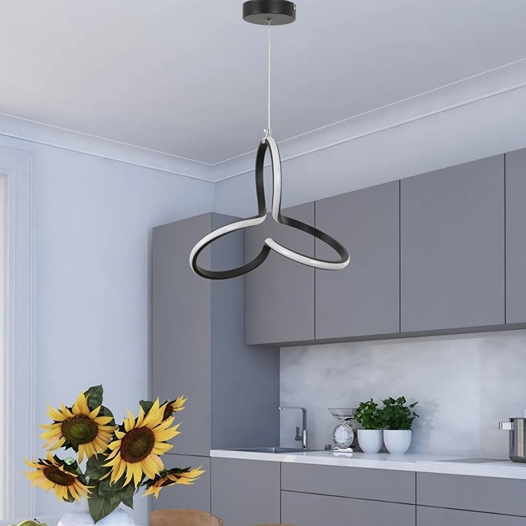 Elektroyou Clover Siyah Tekli Sarkıt Beyaz Ledli Avize Avize Fiyatı