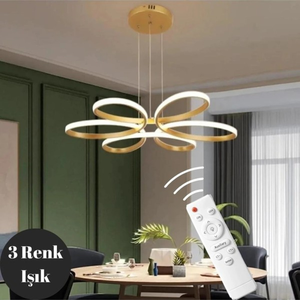 Elektroyou Nipul Eskitme Sarkıt Modern Kumandalı 3 Renk Ledli Avize Avize Fiyatı