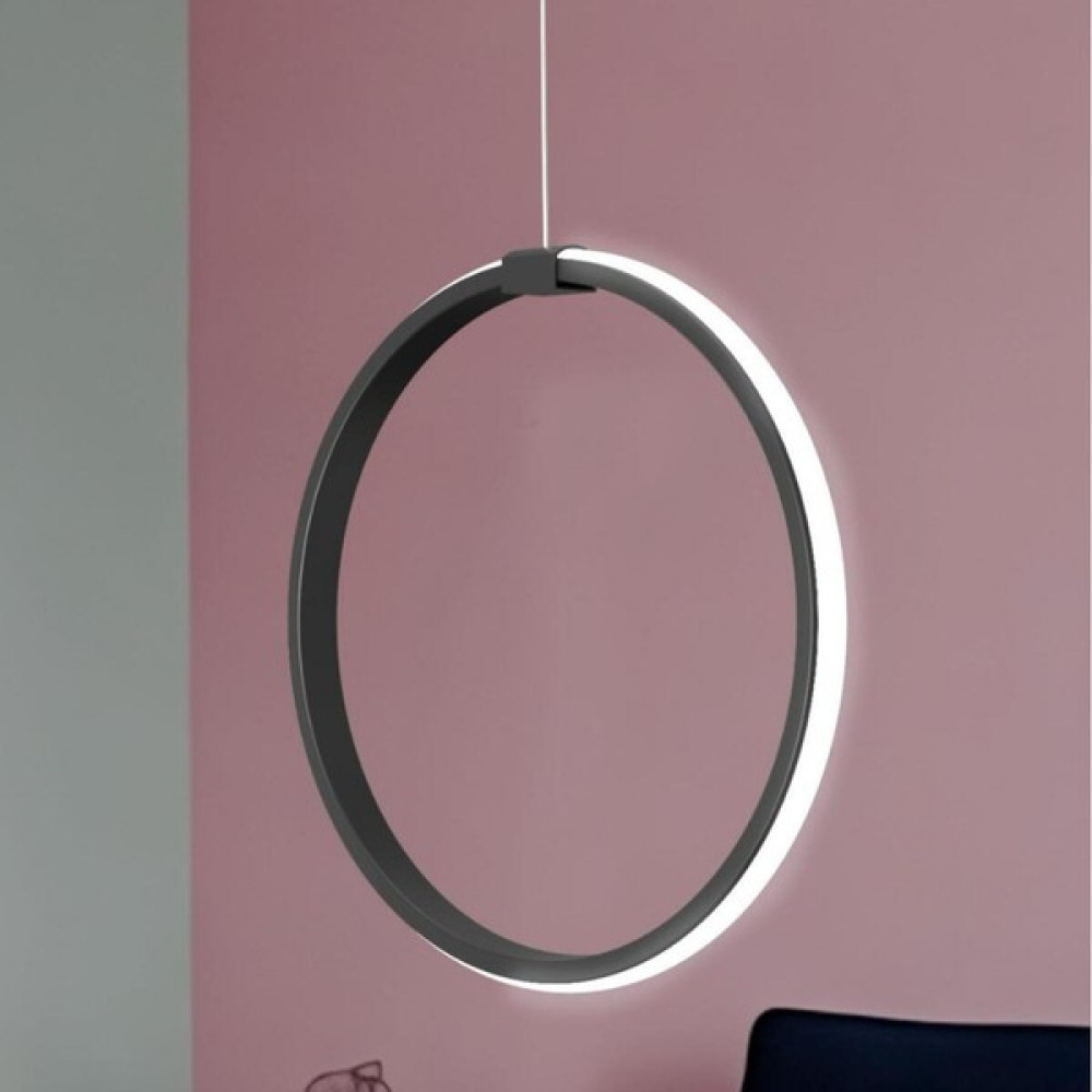 Elektroyou Rings Siyah Tekli Sarkıt LED Beyaz Işık Ultra Ledli Salon Mutfak Oda Hol Ledli Avize Avize Fiyatı