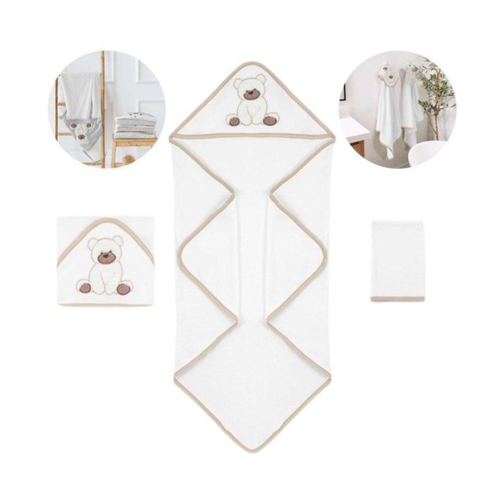 Elele Bagno Pamuk Kapüşonlu Bebek Banyo Havlu Kundak Ayı Figürlü 90X90 cm Krem Bebek Banyo-Tuvalet Fiyatı