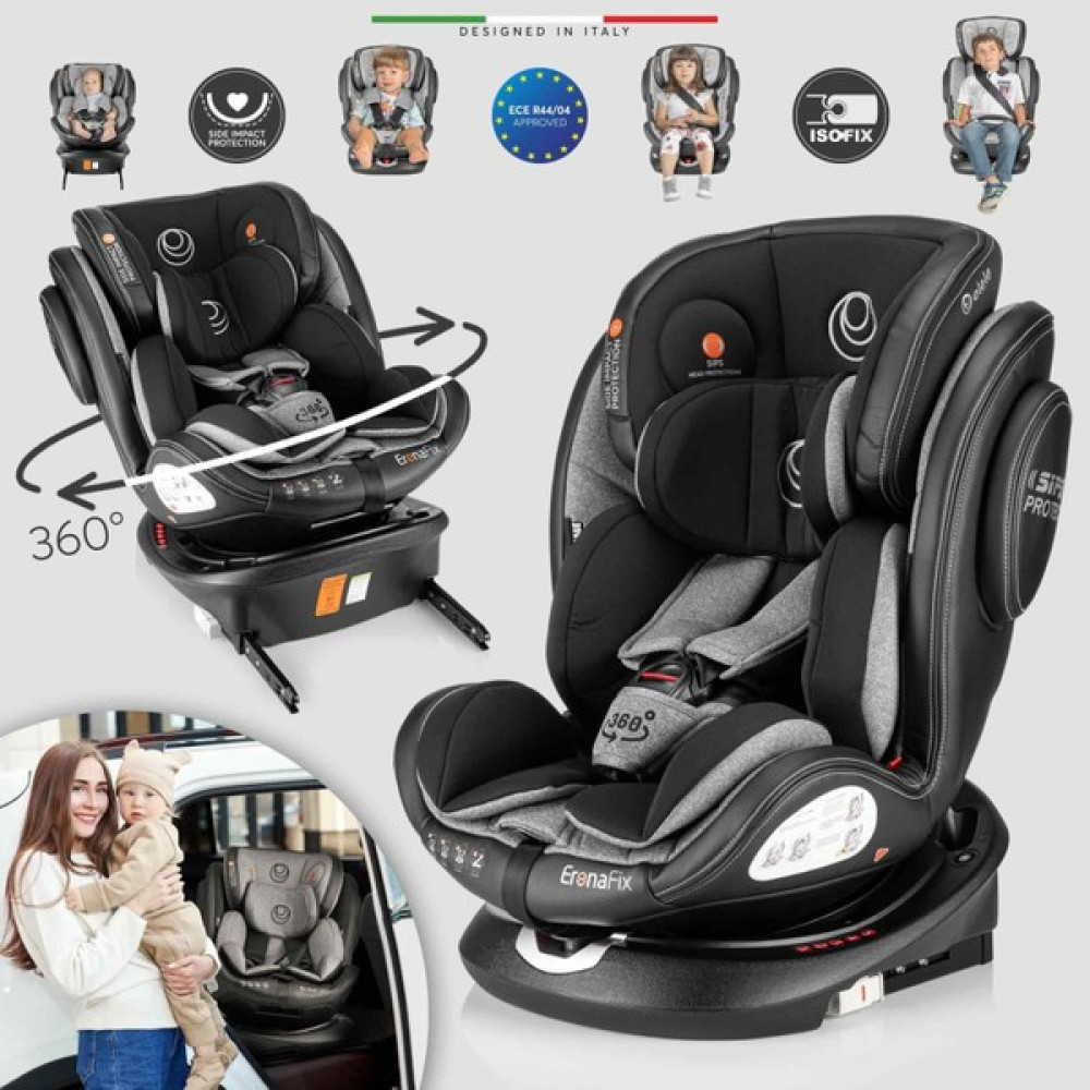 Elele Eronafix 360° Dönebilen Isofixli Oto Koltuğu 0-36 kg Gri-Siyah - Gri - Siyah Bebek Oto Koltuğu Fiyatı
