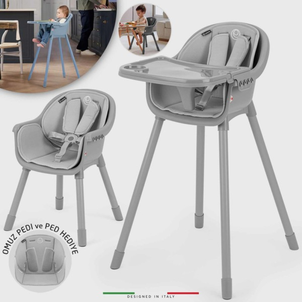 Elele Misto 4in1 Bebek Mama Sandalyesi ve Mama Oturağı Iç Pedli Gri Mama Sandalyesi Fiyatı