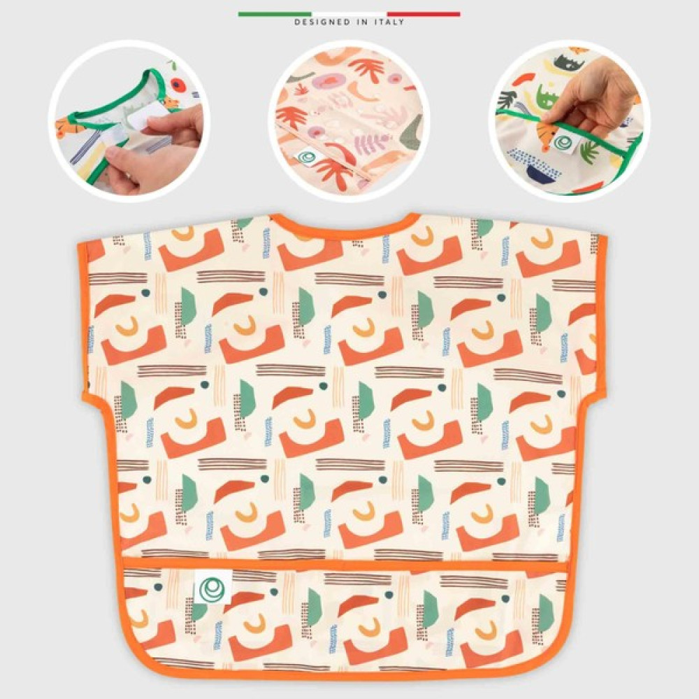 Elelelife Bebek Mama Önlüğü Sıvı Geçirmez Leke Tutmaz Cepli Kısa Kollu 12-36 Ay Shapes - Renkli - 0 - 3 Yaş Mama Önlüğü Fiyatı