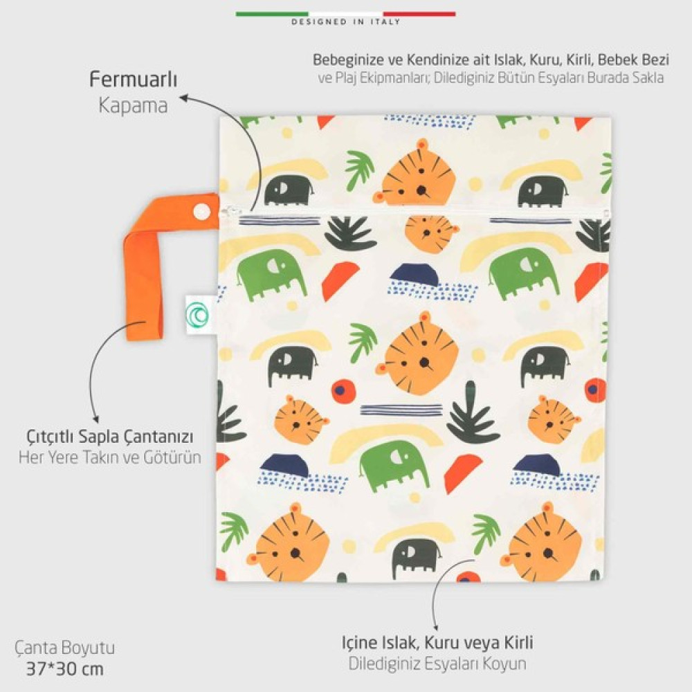 Elelelife Islak Kuru ve Kirli Bebek Çantası Sıvı Geçirmez Xl Büyük Boy 37X30 cm Animals Bebek Bakım Çantası Fiyatı
