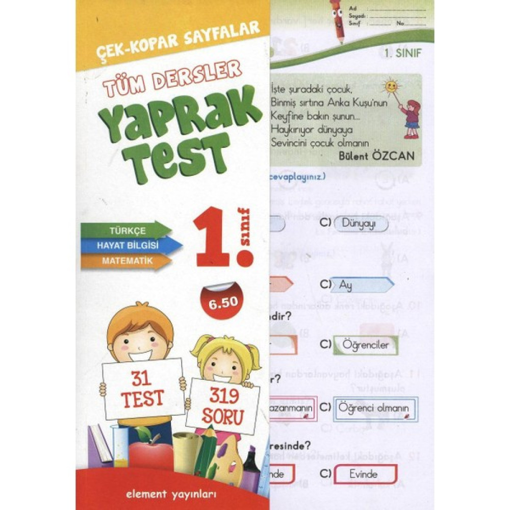 Element Yayınları 1. Sınıf Tüm Dersler Yaprak Test (Çek- Kopar Sayfalar) Tüm Dersler Fiyatı