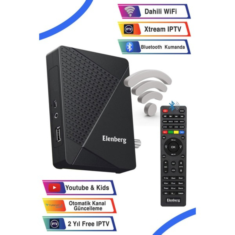 Elenberg Çanaklı Çanaksız Internet Tv Destekli Dahili WiFi Full Hd Uydu Alıcı Bluetooth Kumandalı Uydu Alıcıları Fiyatı