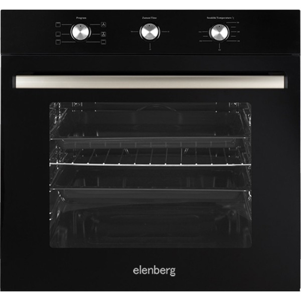 Elenberg ELB-614 Turbo Fan'lı Mekanik Timer'lı 76 LT XXL 6 Program Siyah Ankastre Fırın Fırınlar Fiyatı