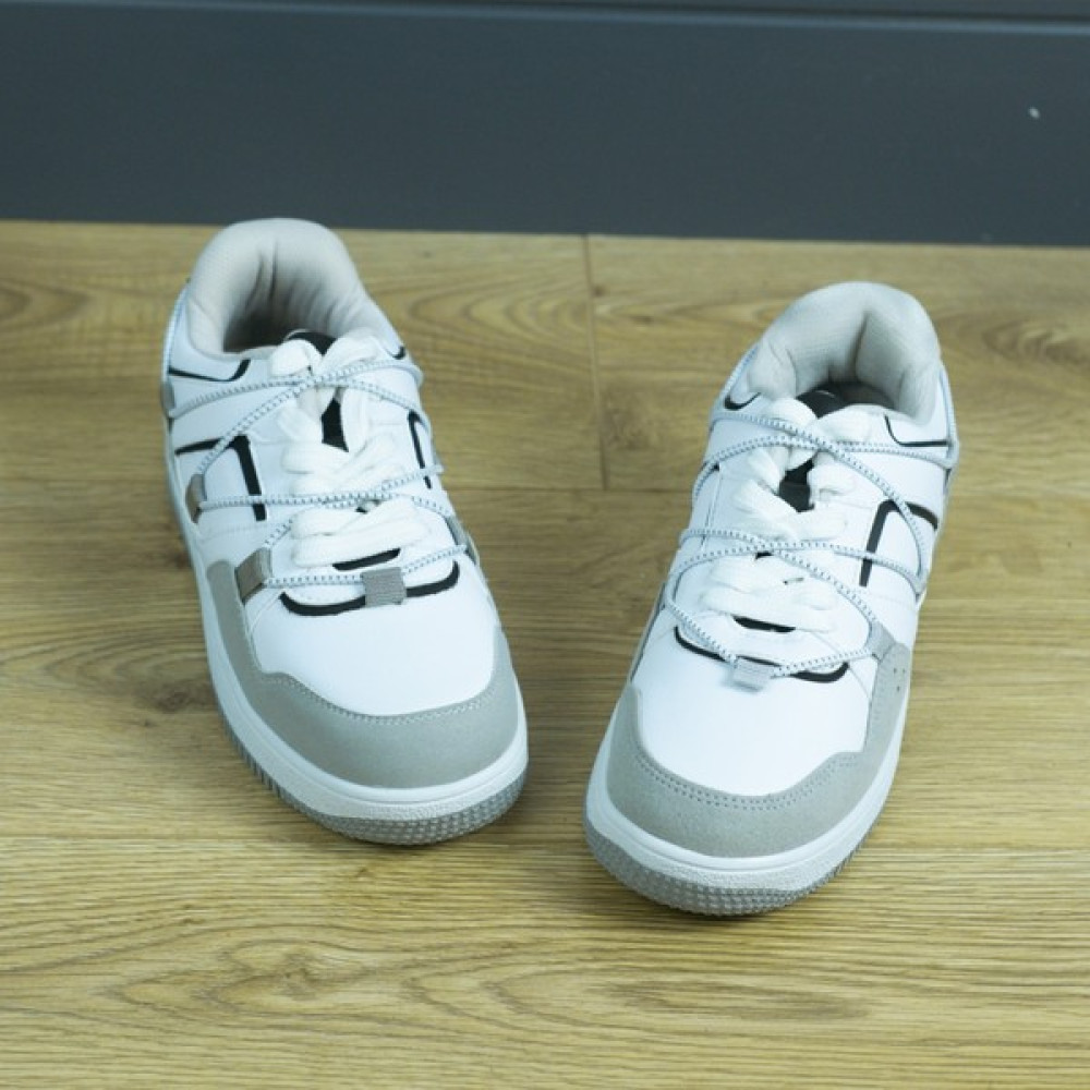 Elevold +6 cm Boy Uzatan Gizli Topuklu Bağcıklı ve Lastik Detaylı Beyaz-Gri Spor Ayakkabı, Sneaker Spor Ayakkabı Fiyatı