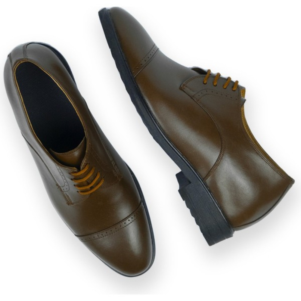 Elevold El Yapımı Kahverengi Oxford Model +7/ 9 cm Boy Uzatan Gizli Topuklu Erkek Ayakkabı Damatlık Kundura Erkek Klasik Ayakkabılar Fiyatı