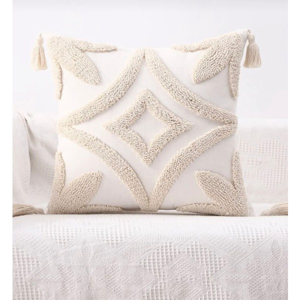 Elf Handmade Design Punch Ev Işyeri ve Mekanlar Için Tasarım Kırlent Kılıfı - 40 x 40 cm - Açık Krem Kırlent / Mobilya Yastığı Fiyatı
