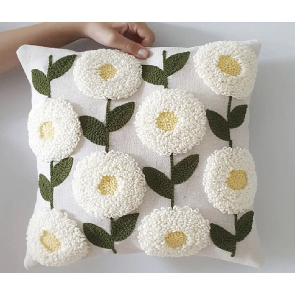 Elf Handmade Design Punch Işi Panç Ev Işyeri Balkon ve Mekanlar Için Tasarım Kırlent Kılıfı. Iç Dolgusu Dahil Değildir. - 40 x 40 cm - Krem Kırlent / Mobilya Yastığı Fiyatı