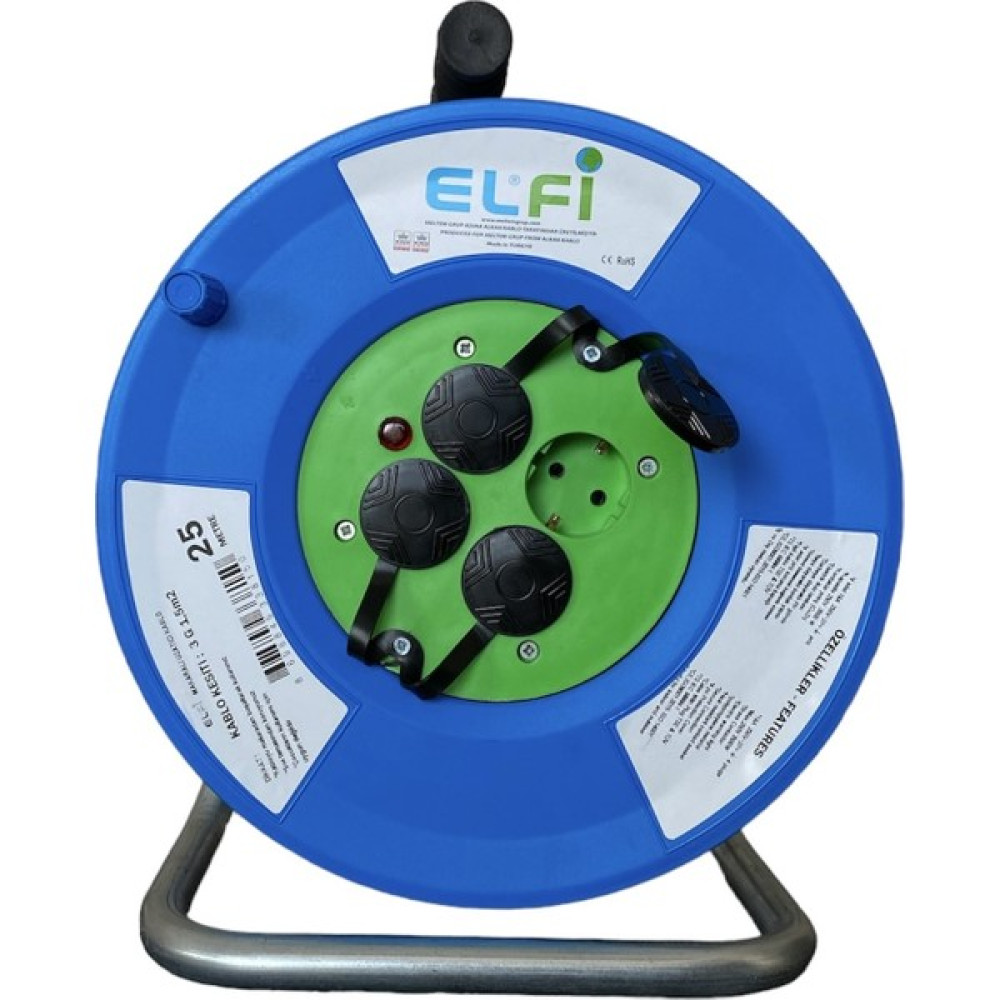 Elfi 3g 1,5 Mm² 3500W Profesyonel Makaralı Uzatma Kablosu ( %100 Bakır ) - 25 mt Prizler Fiyatı
