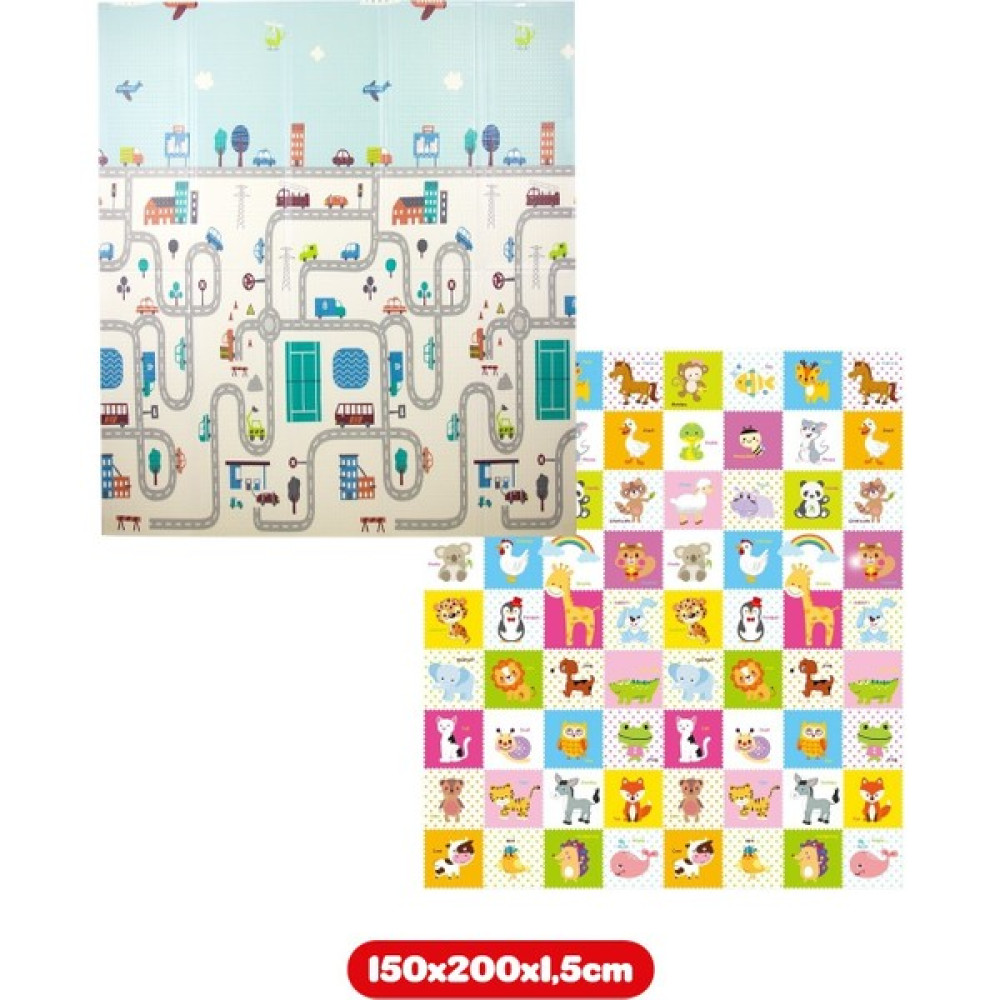 Elfobaby Funny Way - Katlanabilir - Çift Yönlü - Oyun Halısı ve Matı - Extra KALIN 150X200X1,5 cm (Taşıma Çantası Hediyeli) - Renkli Oyuncak Fiyatı