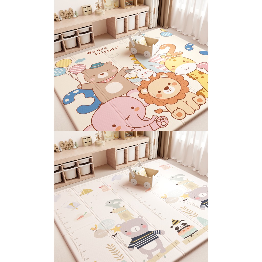 Elfobaby We Are Friends - Katlanabilir - Extra Large - Çift Yönlü - Oyun Halısı ve Matı 150X180X1 (Taşıma Çantası Hediyeli) - Çok Renkli Salon Halısı Fiyatı