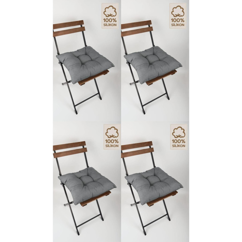 ElginHomeCollection 4lü Dekoratif Pofidik Sandalye Minderi Bağcıklı Gri 40x40 Koltuk & Kanepe Örtüsü Fiyatı