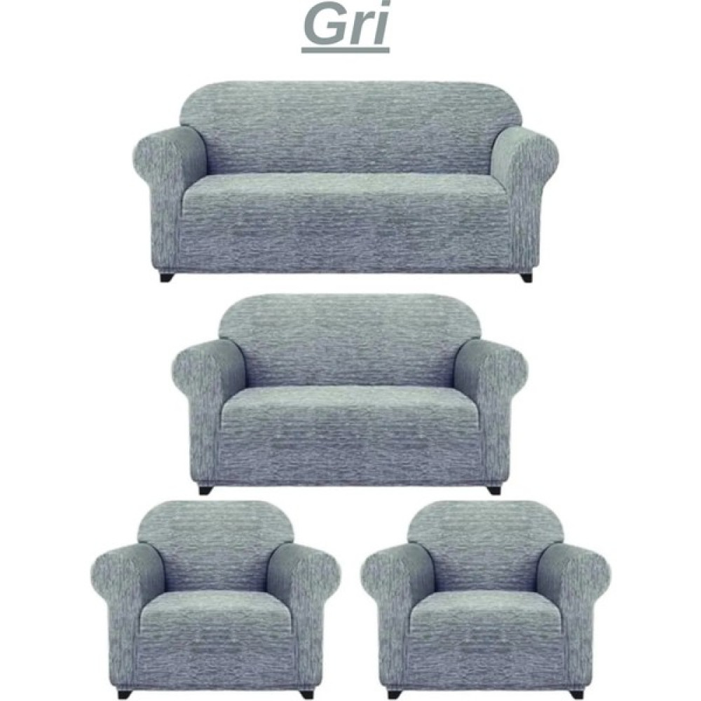 Elhoş 3+2+1+1 Dokuma Jakar Koltuk Örtüsü. Lastikli, Esnek, Yıkanabilir Koltuk, Kanepe, Çekyat Örtüsü - 180 x 230 cm - Gri Koltuk & Kanepe Örtüsü Fiyatı