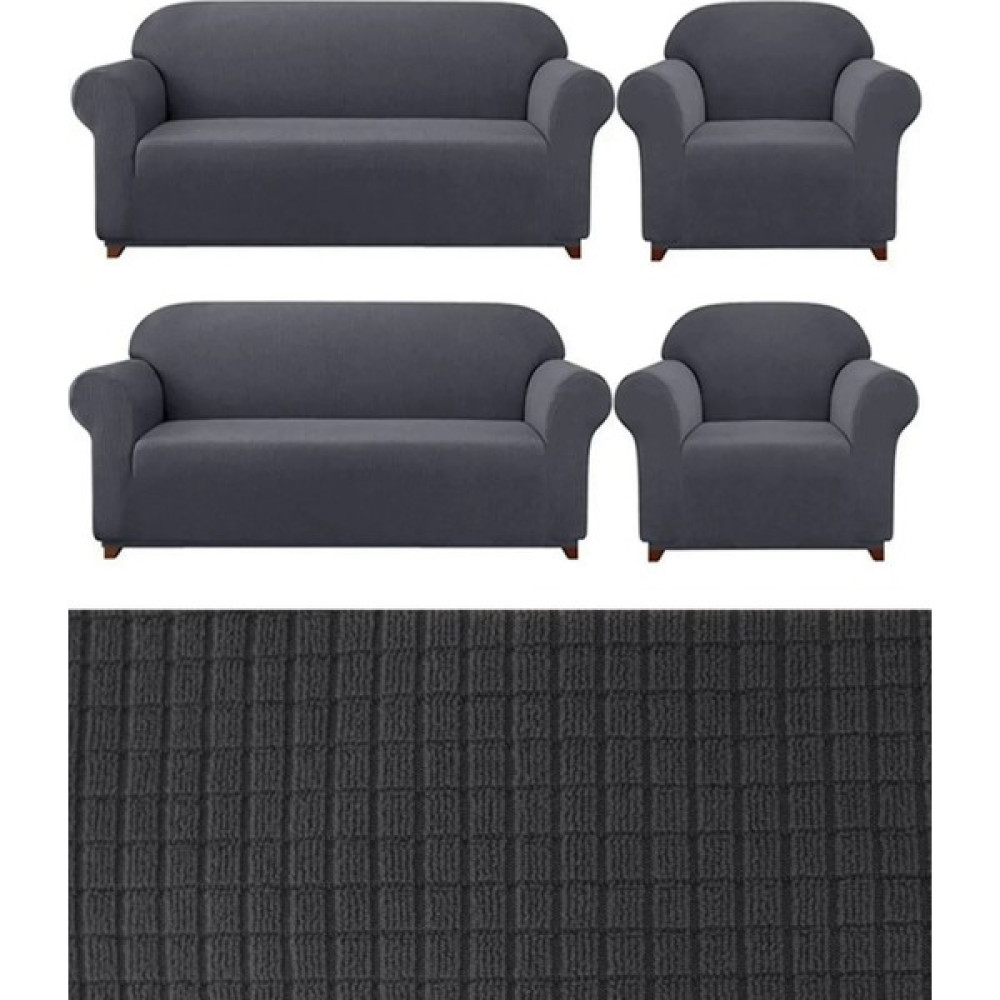 Elhoş Likrali 3+3+1+1 Lastikli Koltuk Takımı Kılıfı. Çekyat Koltuk Örtüsü Streç Esnek Kanepe Kılıfı - 180 x 230 cm - Antrasit Koltuk & Kanepe Örtüsü Fiyatı