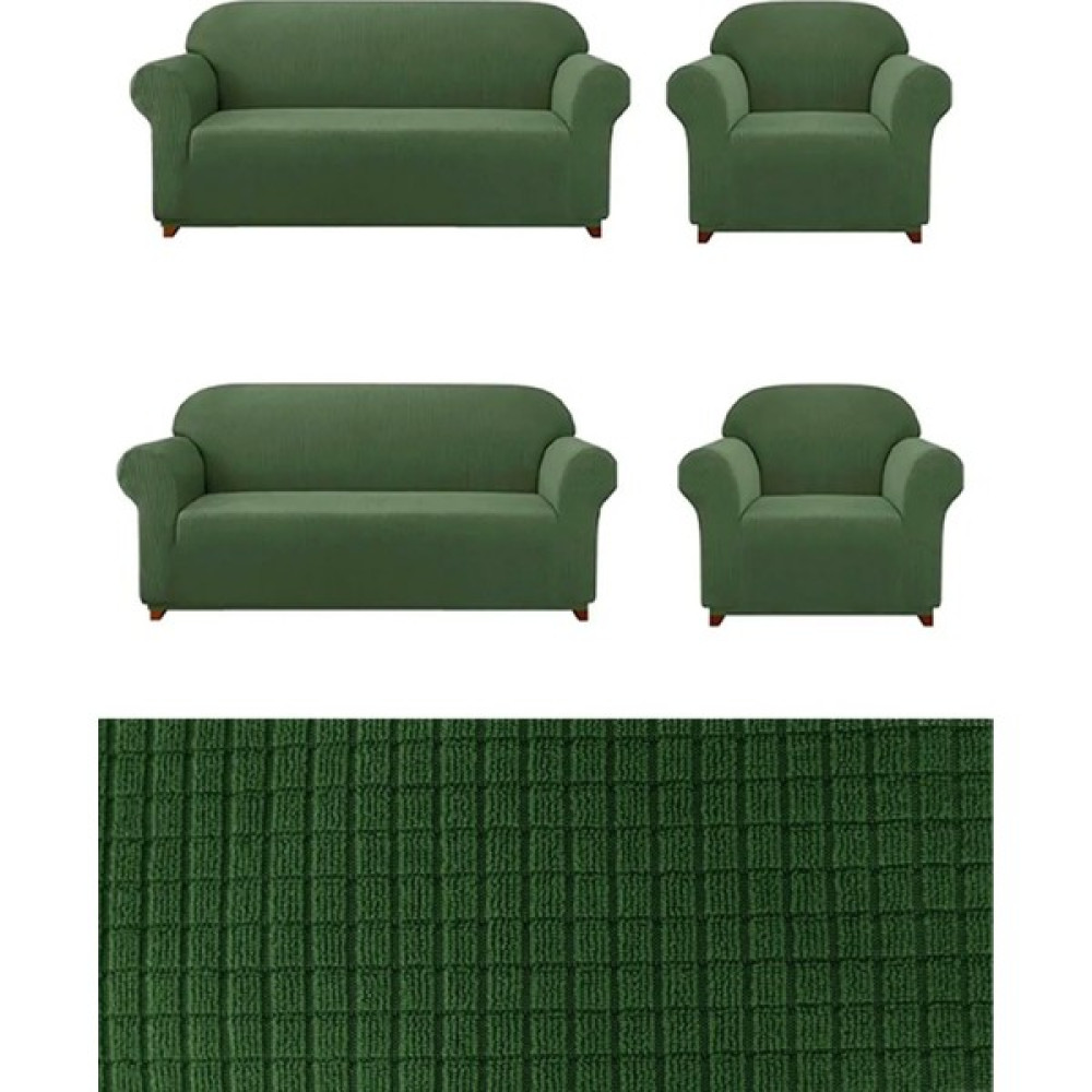 Elhoş Likrali 3+3+1+1 Lastikli Koltuk Takımı Kılıfı. Çekyat Koltuk Örtüsü Streç Esnek Kanepe Kılıfı - 180 x 230 cm - Koyu Yeşil Koltuk & Kanepe Örtüsü Fiyatı