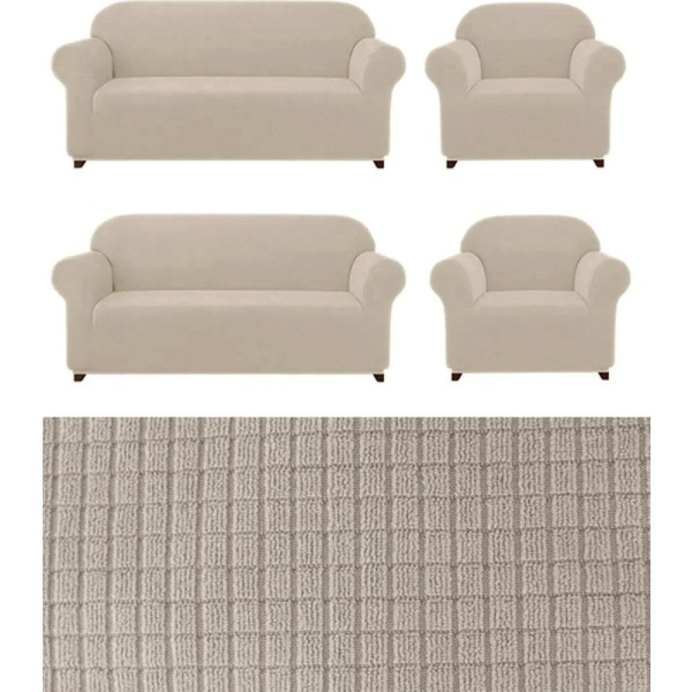 Elhoş Likrali 3+3+1+1 Lastikli Koltuk Takımı Kılıfı. Çekyat Koltuk Örtüsü Streç Esnek Kanepe Kılıfı - 180 x 230 cm - Vizon Koltuk & Kanepe Örtüsü Fiyatı
