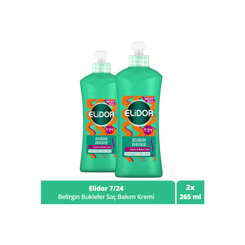 Elidor 7/24 Şekillendirici Saç Bakım Kremi Belirgin Bukleler Elastin Ve Badem Sütü 265 ml X2 Adet Şampuan ve Saç Kremi Fiyatı