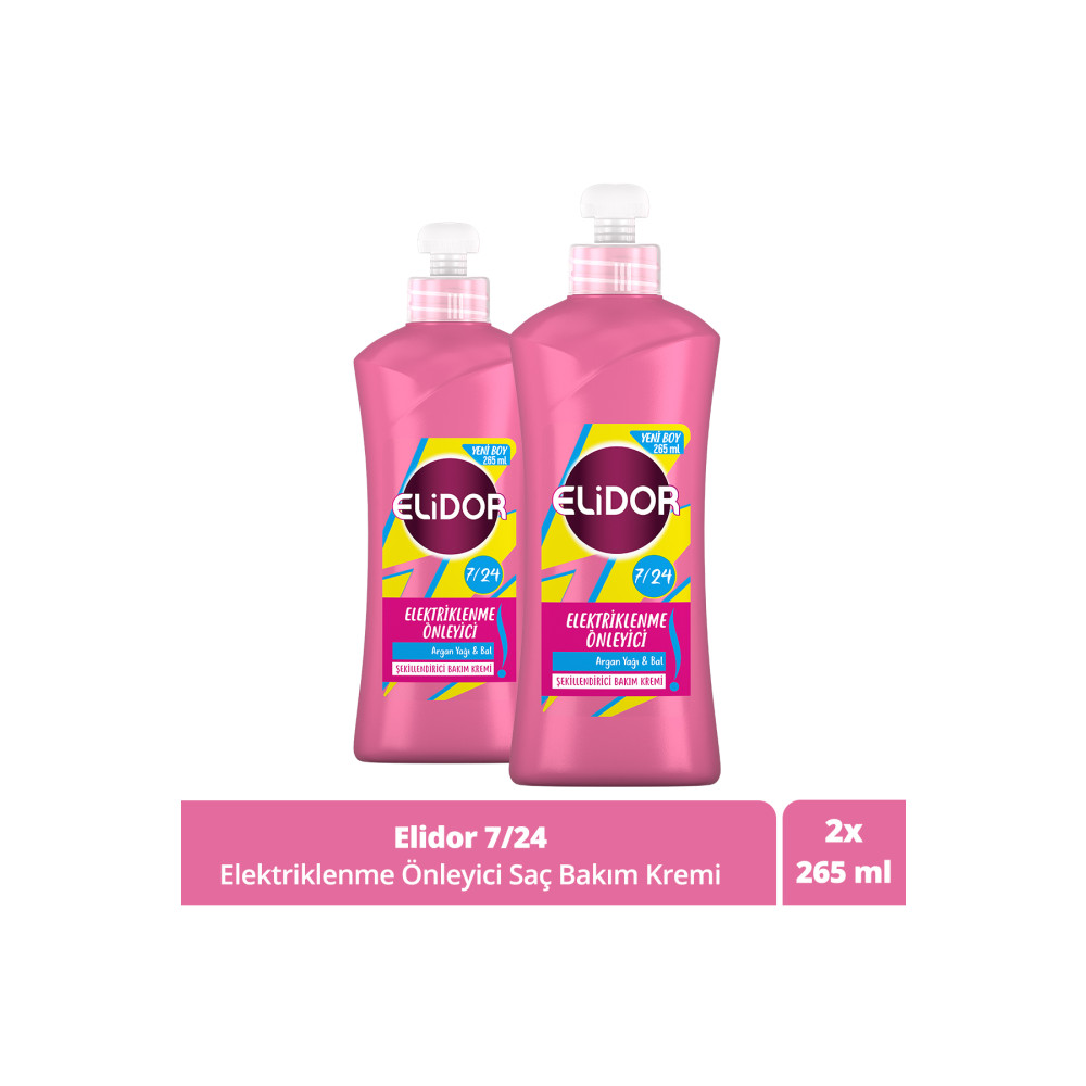 Elidor 7/24 Şekillendirici Saç Bakım Kremi Elektriklenme Önleyici Argan Yağı & Bal 265 ml X2 Adet Şampuan ve Saç Kremi Fiyatı